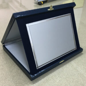 Targa Argento 16x12+Astuccio + Stampa! Premiazioni Anniversari Eventi Ricorrenze